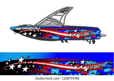 boat livery graphic vector. Abstract background for vehicle vinyl wrap.