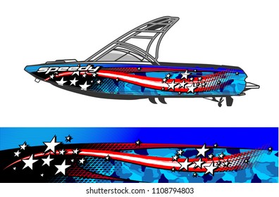 boat livery graphic vector. Abstract background for vehicle vinyl wrap.