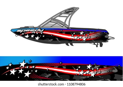 boat livery graphic vector. Abstract background for vehicle vinyl wrap.
