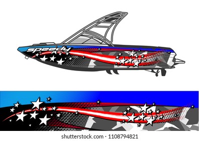 boat livery graphic vector. Abstract background for vehicle vinyl wrap.