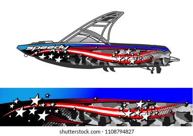 boat livery graphic vector. Abstract background for vehicle vinyl wrap.