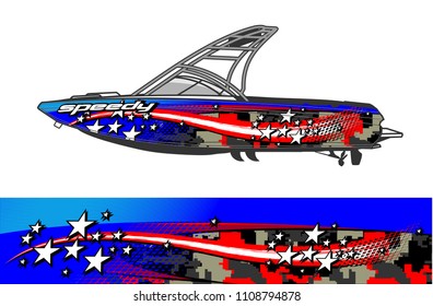 boat livery graphic vector. Abstract background for vehicle vinyl wrap.