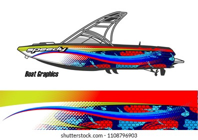 boat livery graphic vector. Abstract background for vehicle vinyl wrap.