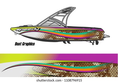 boat livery graphic vector. Abstract background for vehicle vinyl wrap.