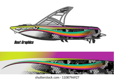 boat livery graphic vector. Abstract background for vehicle vinyl wrap.