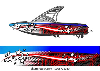boat livery graphic vector. Abstract background for vehicle vinyl wrap.