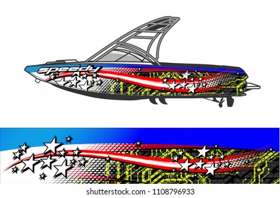 boat livery graphic vector. Abstract background for vehicle vinyl wrap.
