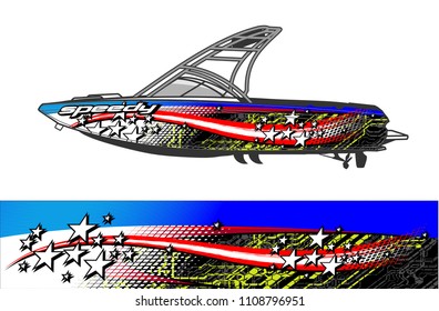 boat livery graphic vector. Abstract background for vehicle vinyl wrap.