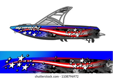 boat livery graphic vector. Abstract background for vehicle vinyl wrap.