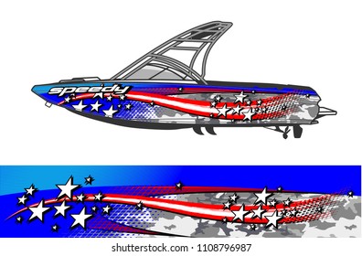 boat livery graphic vector. Abstract background for vehicle vinyl wrap.