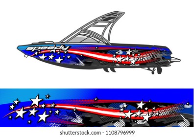 boat livery graphic vector. Abstract background for vehicle vinyl wrap.