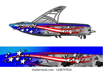 boat livery graphic vector. Abstract background for vehicle vinyl wrap.