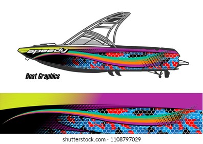 boat livery graphic vector. Abstract background for vehicle vinyl wrap.