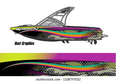 boat livery graphic vector. Abstract background for vehicle vinyl wrap.