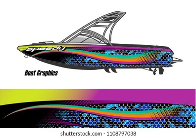 boat livery graphic vector. Abstract background for vehicle vinyl wrap.