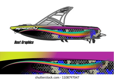 boat livery graphic vector. Abstract background for vehicle vinyl wrap.