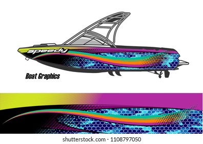 boat livery graphic vector. Abstract background for vehicle vinyl wrap.