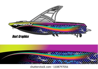 boat livery graphic vector. Abstract background for vehicle vinyl wrap.