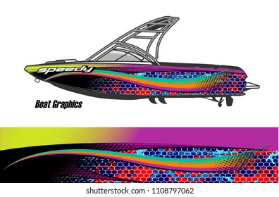 boat livery graphic vector. Abstract background for vehicle vinyl wrap.