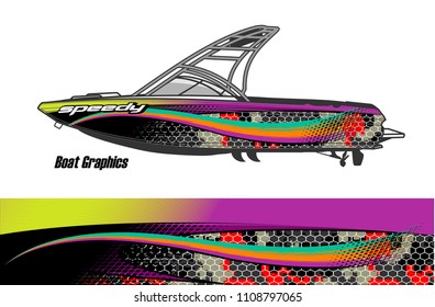 boat livery graphic vector. Abstract background for vehicle vinyl wrap.