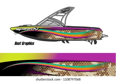 boat livery graphic vector. Abstract background for vehicle vinyl wrap.
