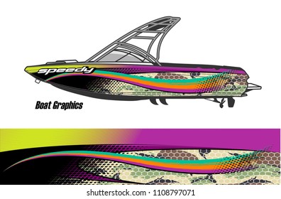 boat livery graphic vector. Abstract background for vehicle vinyl wrap.