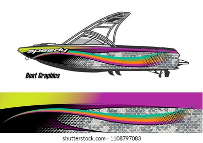 boat livery graphic vector. Abstract background for vehicle vinyl wrap.