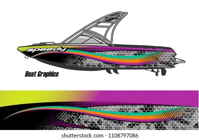boat livery graphic vector. Abstract background for vehicle vinyl wrap.