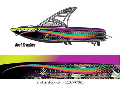 boat livery graphic vector. Abstract background for vehicle vinyl wrap.