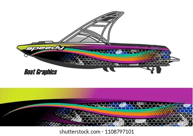 boat livery graphic vector. Abstract background for vehicle vinyl wrap.
