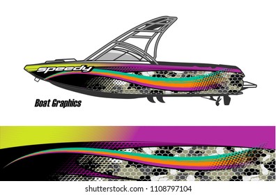 boat livery graphic vector. Abstract background for vehicle vinyl wrap.