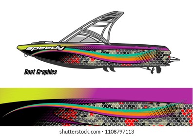 boat livery graphic vector. Abstract background for vehicle vinyl wrap.