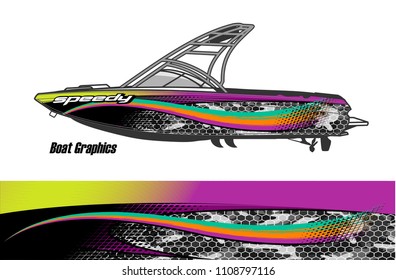 boat livery graphic vector. Abstract background for vehicle vinyl wrap.