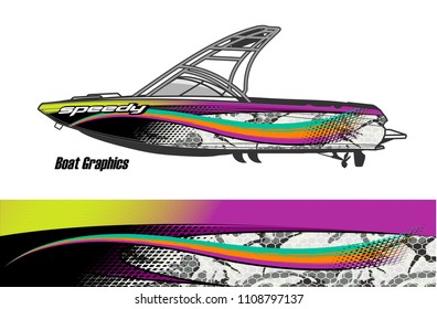 boat livery graphic vector. Abstract background for vehicle vinyl wrap.