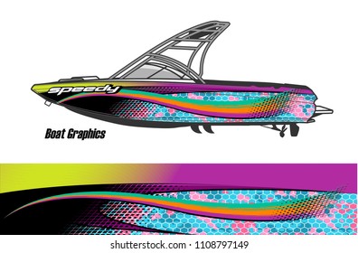boat livery graphic vector. Abstract background for vehicle vinyl wrap.