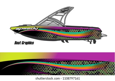 boat livery graphic vector. Abstract background for vehicle vinyl wrap.