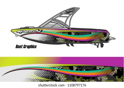 boat livery graphic vector. Abstract background for vehicle vinyl wrap.