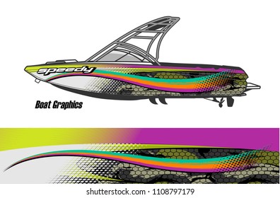 boat livery graphic vector. Abstract background for vehicle vinyl wrap.