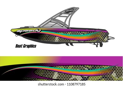 boat livery graphic vector. Abstract background for vehicle vinyl wrap.