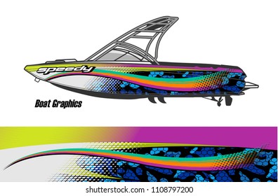 boat livery graphic vector. Abstract background for vehicle vinyl wrap.
