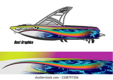 boat livery graphic vector. Abstract background for vehicle vinyl wrap.