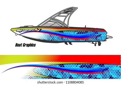 boat livery graphic vector. Abstract background for vehicle vinyl wrap.