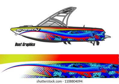 boat livery graphic vector. Abstract background for vehicle vinyl wrap.