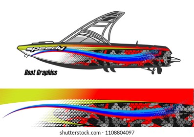 boat livery graphic vector. Abstract background for vehicle vinyl wrap.