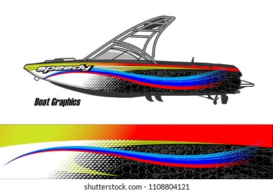 boat livery graphic vector. Abstract background for vehicle vinyl wrap.