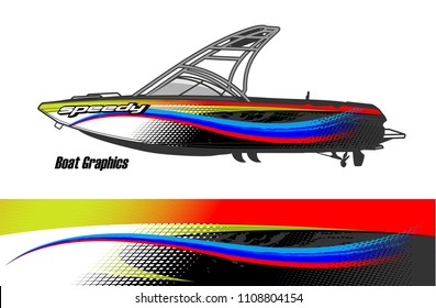 boat livery graphic vector. Abstract background for vehicle vinyl wrap.