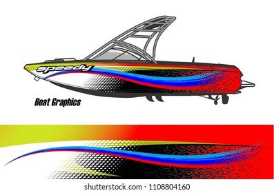 boat livery graphic vector. Abstract background for vehicle vinyl wrap.