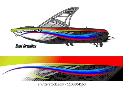 boat livery graphic vector. Abstract background for vehicle vinyl wrap.