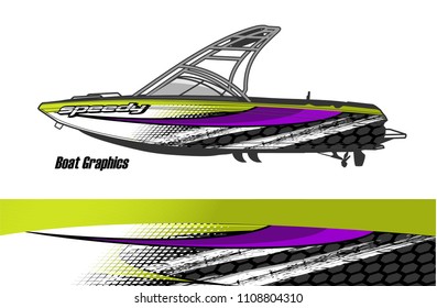 boat livery graphic vector. Abstract background for vehicle vinyl wrap.