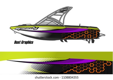boat livery graphic vector. Abstract background for vehicle vinyl wrap.